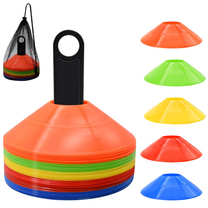 Conos de disco 25/50/100pcs, conos de agilidad para fútbol con bolsa de transporte y soporte