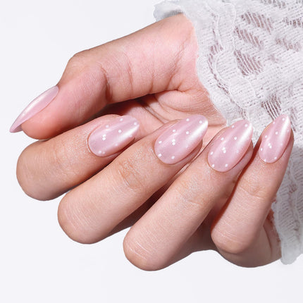 French Tip Press On Nails Short Almond 32Pcs 16 Sizes Reusable