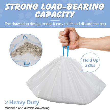 Cat Litter Box Liners, Heavy Duty Cat Litter Bags, 30 Count Extra-Thick 3MIL Drawstring Cat Litter Box Bags, Jumbo 36’’ x 19’’ Cat Litter Box Liners - Tear & Leak Resistant - Pet Supplies(3 Rolls)