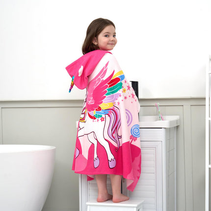 Unicorns Hooded Towels for Kids,Soft Kids Beach Towel,30" x 50"