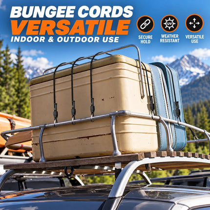 8 Pcs 48" Adjustable Bungee Cords with Hooks, Heavy Duty