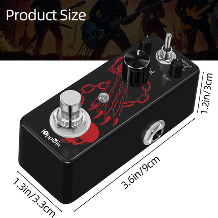 HOLY WAR Heavy Metal Distortion Pedal - 3 Mode (Lo/Hi Boost) True Bypass, Mini Metal Casing, Guitar Effects Pedal