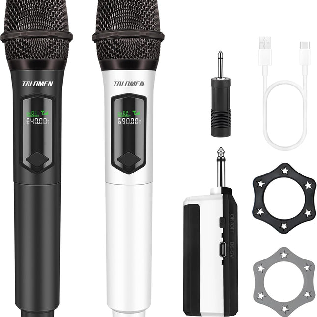 Wireless Microphones, Professional Dual Karaoke Microphone for Singing, Handheld Cordless Dynamic Mic System with Rechargeable Receiver(160 Ft) for Wedding, DJ, Speech, Church, Party