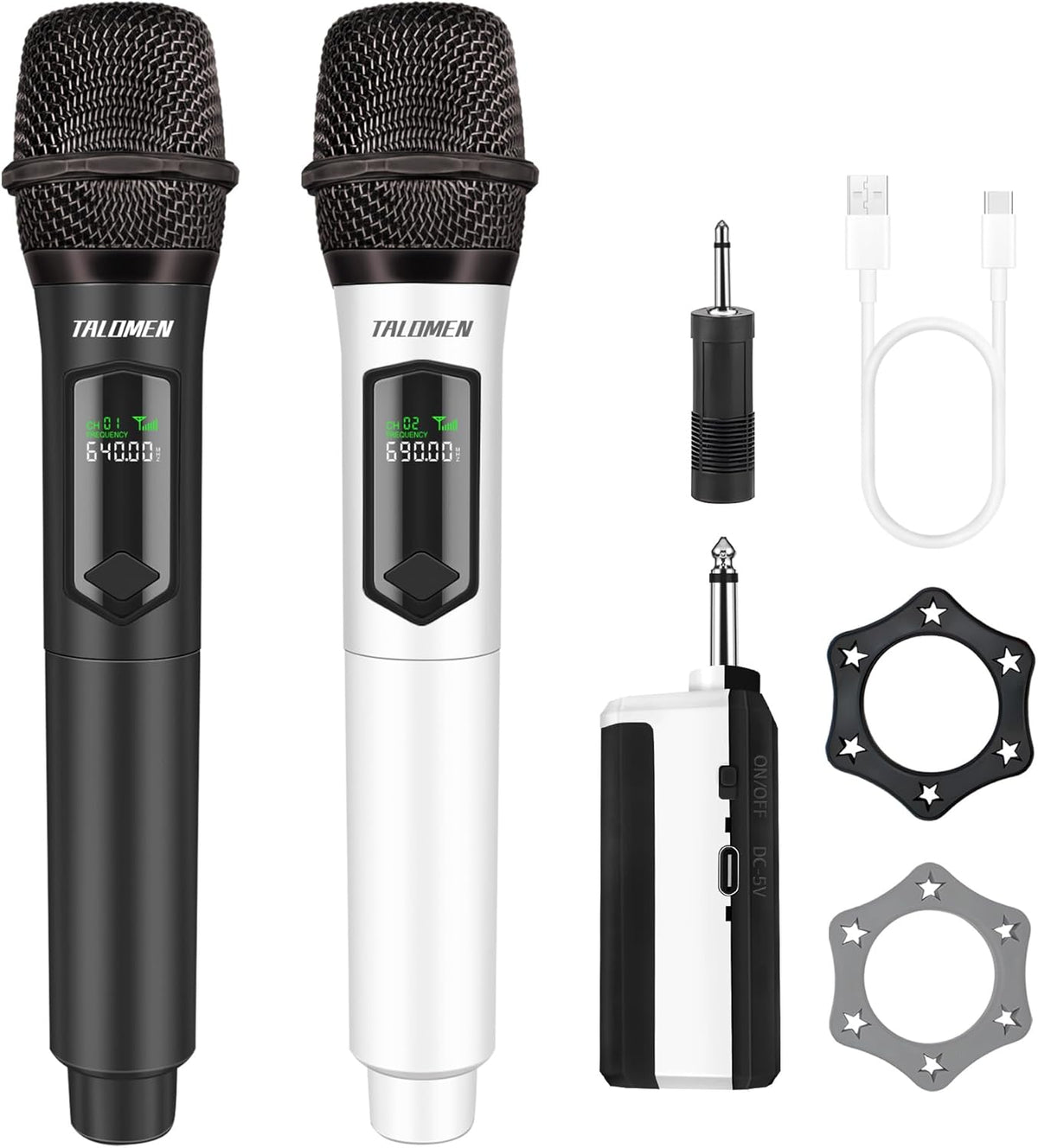 Wireless Microphones, Professional Dual Karaoke Microphone for Singing, Handheld Cordless Dynamic Mic System with
