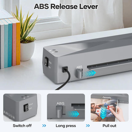 Laminator Machine 9 Inch with 10 Laminating Sheets, Laminator A4 with Quick Preheating, Paper Cutter, Low Noise, Hot & Cold Modes, ABS Jam-Free for Office & Home Use