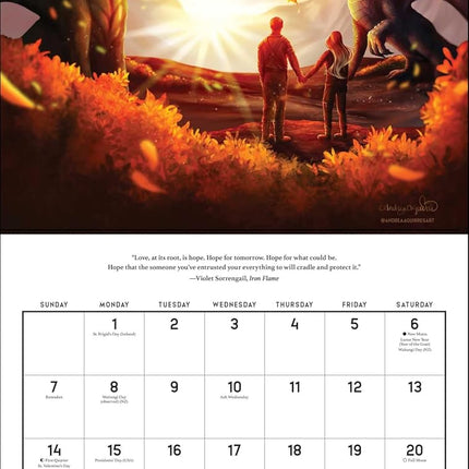 Fourth Wing Officially Licensed Fan Art 2027 Wall Calendar