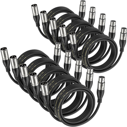 XLR Cable 2ft 10 Packs - Premium Balanced Microphone Cable with 3-Pin XLR Male to Female Mic Speaker Cable, Black