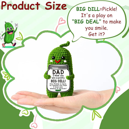 MAMAGIFTREE Dad Gifts from Daughter or Son,Handmade Crochet Pickle Dad Birthday Gifts -I Love Best Daddy Ever Gift Thank You Daddy Funny Emotional Care Desk Decor