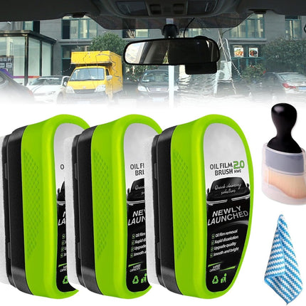 3PC Upgrade 2.0 Clear Vision Glass Cleaner, Oil Film Cleaning Brush for Automotive Windows, Clearvision Cars Windshield Cleaner Tool, Universal Cleaning Wipe Board