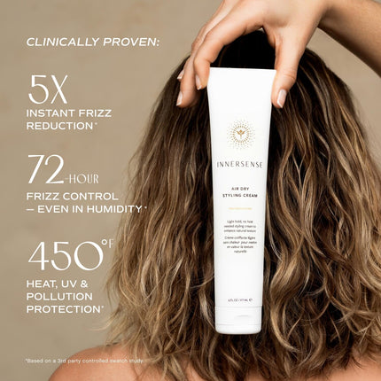 INNERSENSE Organic Beauty - Air Dry Styling Cream | Light-Hold, Reduce Frizz, Weightless Finish | Non-Toxic, Cruelty-Free, Clean Haircare (6 oz | 177 ml)