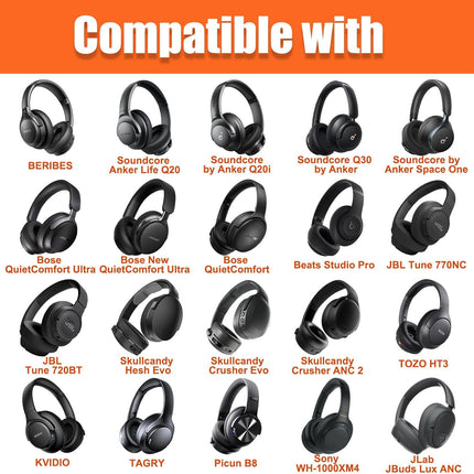 Headphone Case Compatible with BERIBES/TOZO/KVIDIO/Beats/Soundcore Anker Noise Cancelling Over-Ear Headphones, Black