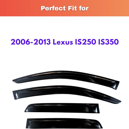 KPY Rain Guards Fit for 2006-2013 Lexus IS250 IS350, Out-Channel Window Visors Vent Wind Deflectors 4PC, Car Accessories for 06-13 Lexus is Series