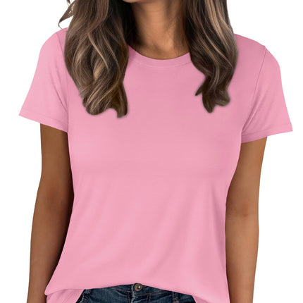 Women Short Sleeve Tops Summer Wrinkle-Free Basic Tee Shirts