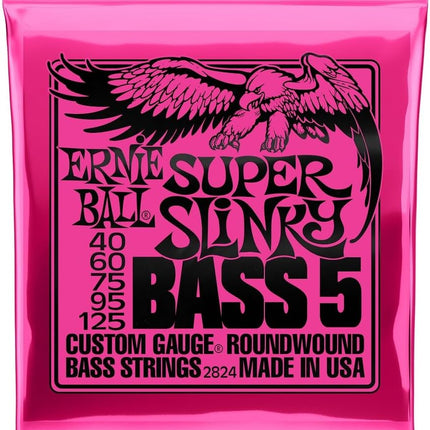 Ernie Ball 5-String Super Slinky Nickel Wound Bass Guitar Strings, 40-125 Gauge (P02824)