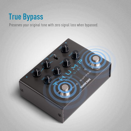 SONICAKE High-Gain Distortion Pedal, Built-in Independent Boost & Noise Gate Guitar Bass Effects Pedal, 2 Tone Modes, Pure Analog Circuit, True Bypass - Thump