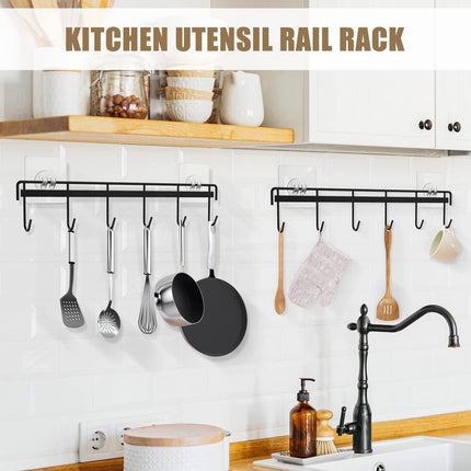 Kitchen Utensil Hanger, Adhesive Utensil Holder, Black, 2 Pcs