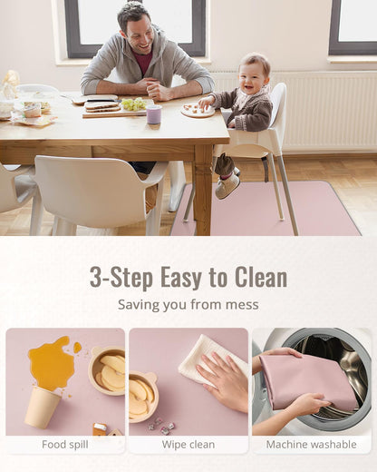 Baby Splat Mat for Under High Chair, 50.4 x 50.4 Inch Wipeable Splash Mat, Waterproof and Washable - photo 5