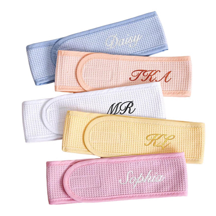 Personalized Spa Headband for Women,Custom Embroidered Skincare Headband, Super Absorption Makeup Hair Wrap Fits All, Workout, Yoga, Gym, Salon, Home Use