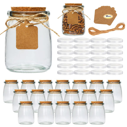 Frascos de vidrio de 7 oz con tapas, mini frascos para yogur de 30 unidades, frascos de botica