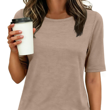 Womens Half Sleeve Tops Crewneck Shirts Basic Fit Work Tee