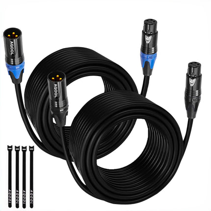 XLR Cables 25ft 4 Pack, Balanced Microphone Cable Gold-Plated 3 Pin