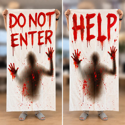 2PCS Halloween Giant Bloody Window Posters Windows Clings Party Decoration Haunted House Door Cover Creepy School Dormitory Window 60" x 60"