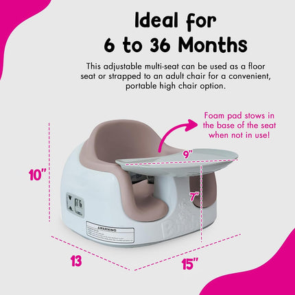 Bumbo 3-in-1 Baby and Toddler Multi Seat for Babies 6 to 36 Months, Sonoran Rose - Floor Seating, High Chair, or Booster with Adjustable Height and Removable Tray