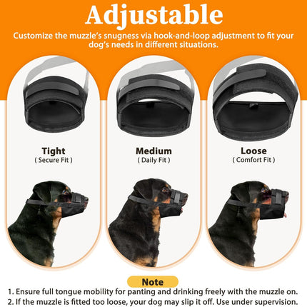 Mayerzon Dog Muzzle for Large Medium Small Dogs, Adjustable Fit, Soft & Sturdy Fabric, Prevents Fierce Barking Biting Chewing, Ideal for Grooming Walking Vet Visits, Allows to Pant Drink (Black, L)