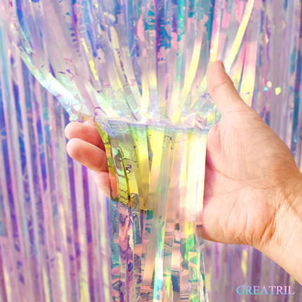 Iridescent Party Streamers Backdrop 3.2ft x 6.5ft 2 PCS