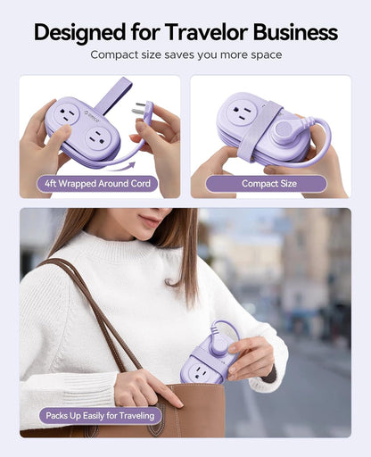 4FT Purple Cruise Approved Travel Power Strip with 4 AC Outlets, 2 USB-A Ports, 1 USB-C Port, and 45 - photo 2