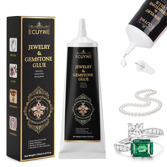 Jewelry Glue for Gemstones and Metal, 120ML Professional Grade Precise Applicator, Strong Instant Bond for Diamond