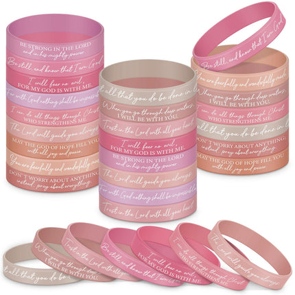 48 Pcs Bible Verse Christian Bracelets Silicone,Classic Color