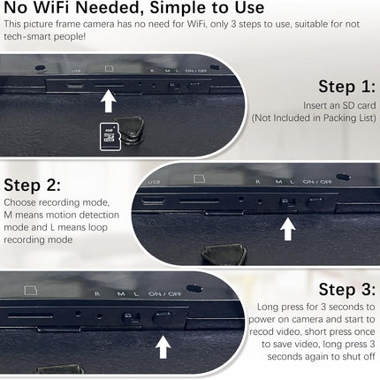HD 1080P Hidden Spy Security Camera Picture Frame, No WiFi Needed Indoor Security Camera, Battery Powered Bedroom Indoor Hidden Spy Camera for Home with Loop Recording, Motion Detection