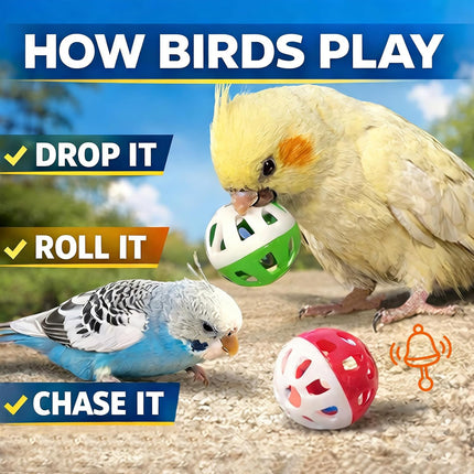 15 Pack Bird Jingle Balls Toy 3.8 cm 1.5 in Colorful Parrot Toy Balls with Bell Inside Interactive Bird Cage Toys for Parakeet Cockatiel Lovebird Small Birds