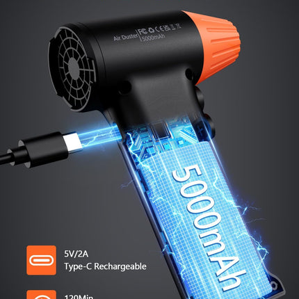ATEngeus HF600-Pro Compressed Air Duster, 130000RPM Super Power Cordless Electric Air Duster, Rechargeable Handheld Air Blower for PC, Keyboard, Devices, Car, House Cleaning, Car Snow Blower, 3 Gear