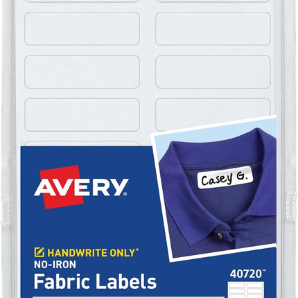 Avery No-Iron Fabric Labels, 1/2" x 1-3/4", Washer and Dryer-Safe Waterproof Labels, Non-Printable, 54 Total (40720)