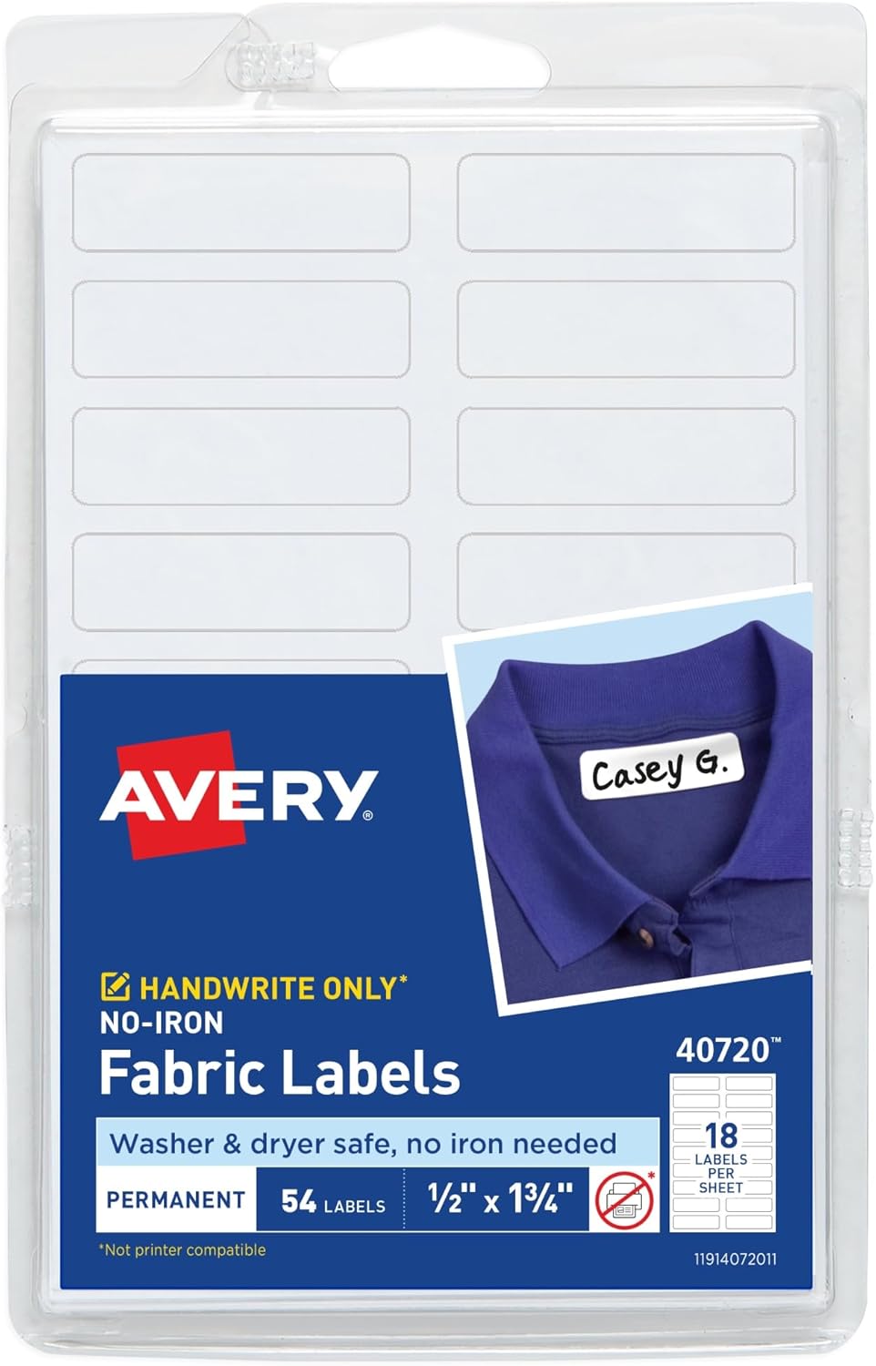 No-Iron Fabric Labels, 1/2" x 1-3/4", Washer and Dryer-Safe, 54 Total - photo 4