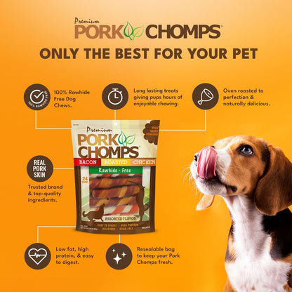 Baked Pork Skin Dog Chews, 6 Inch Twists, 24 Count - Assorted Flavors - Long-Lasting Treats for Dogs  - photo 3