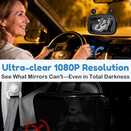 Yakry HD 1080P Baby Car Camera: Easy to Install 150° Wide Angle Car Seat Camera - Ultra-Clear Night Vision Full Backseat View - Safe Driving for Infants Kids Toddlers