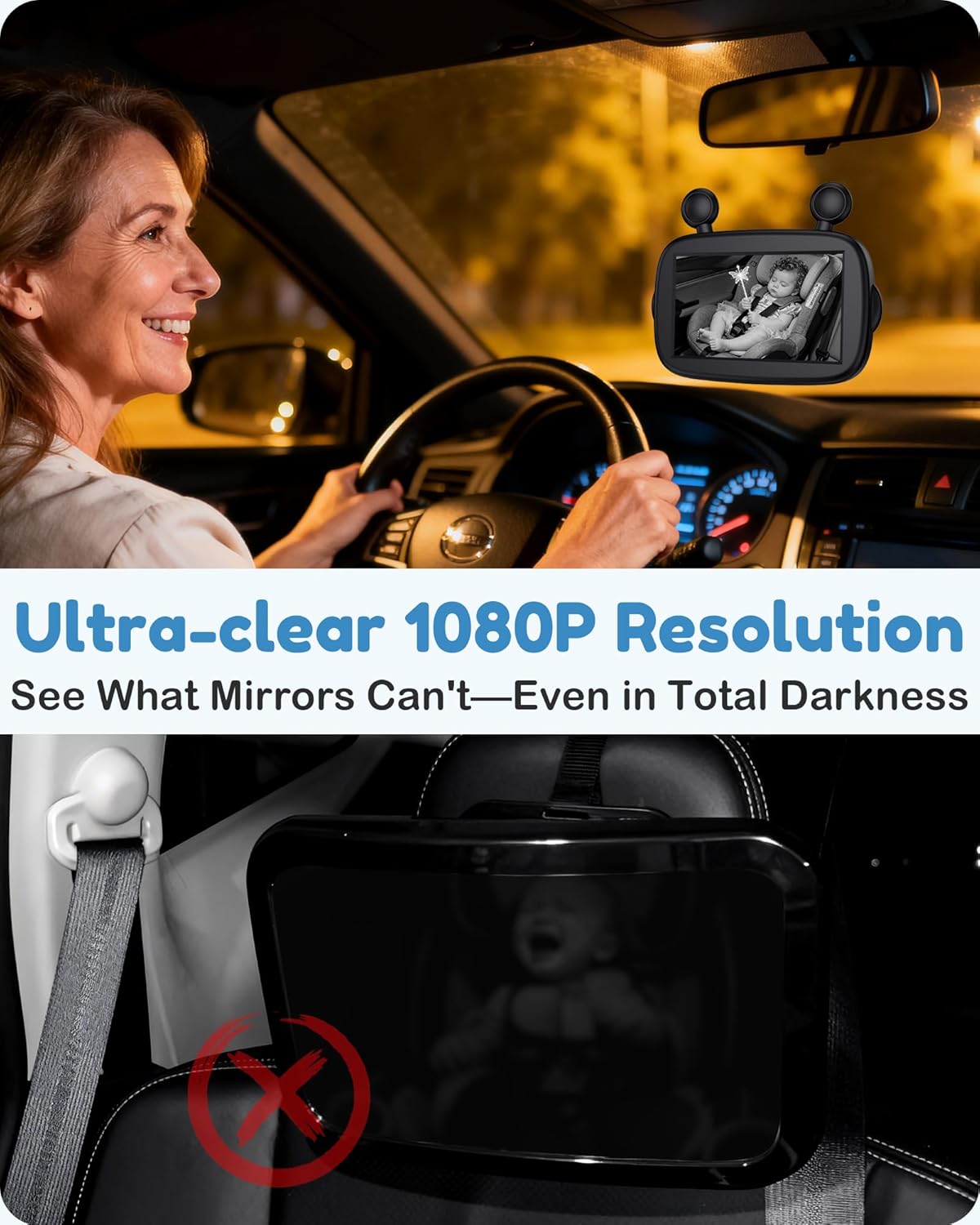 HD 1080P Baby Car Camera with 150° Wide Angle View - photo 4