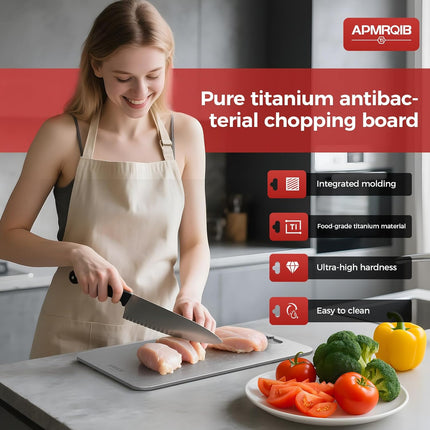 Titanium Cutting Board, 100% Pure Titanium Cutting Boards for Kitchen, Double Sided Non Toxic Cutting Board, Hygiene Durable Dishwasher Safe 13 ”× 8 ” (L)