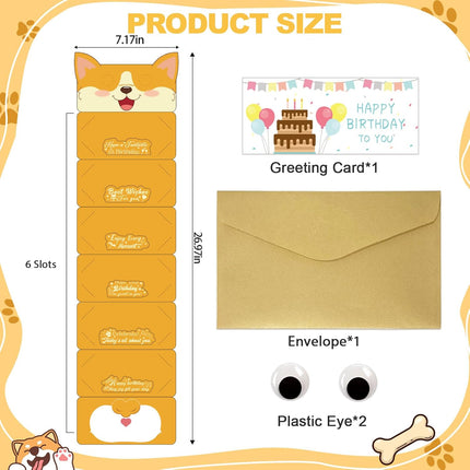 Happy Birthday Money Envelope for Cash,Birthday Card Money Holder with 6 Slots,Surprise Gift for Men Women Girls Boys,Money Gift Idea.(Corgi)