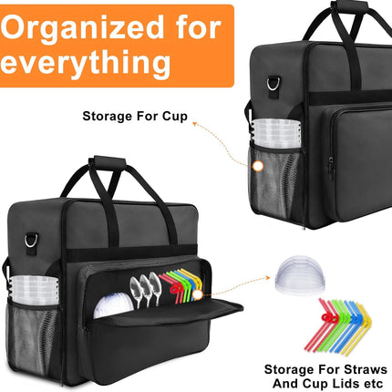 Carrying Bag for Ninja Slushie Max FS605 Series, Professional Drink Maker Travel Case with Side-Opening Zipper, Waterproof Padded Storage Bag with Shoulder Strap & Accessory Pockets for Cups