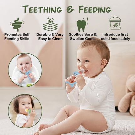 Baby Breastmilk Popsicle Molds & Baby Fruit Feeder (6 Pack), Infant Food Freezer Tray Storage Containers, Silicone Teething Pacifier Feeder and Teether for Babies,Babies Feeder