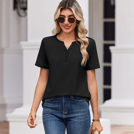 Blusas de verano para mujer con cuello V y manga corta, elegantes y casuales