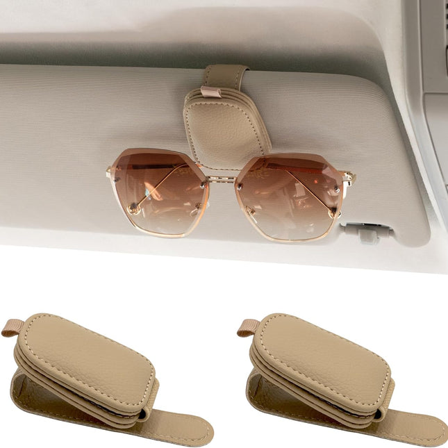 Sunglass Holder for Car, Magnetic Leather Sunglasses Holder and