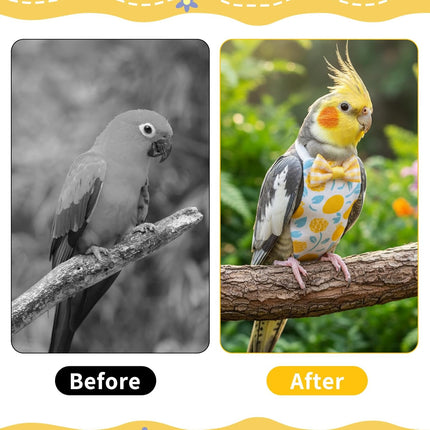 6 Pcs Bird Diapers, Parrot Diaper Reusable with Waterproof Lining, Washable for Cockatiel Budgie Lovebird Parakeet Canary, 4.72x2.64 Inches (Colorful)