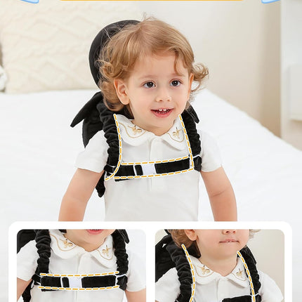 JunNeng Baby Head Protector Backpack, Toddler Walking Fall Head Protection, White Black Penguin