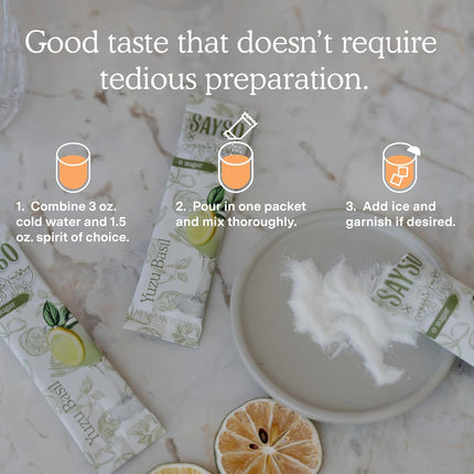 SAYSO x Maggie Awbrey Yuzu Basil Cocktail Sticks | Craft Cocktail or Mocktail in 1 Min, Just Add Water + Spirits (0g Sugar, 10 Calories, Vegan, Gluten-Free, Kosher, Non-GMO), 8 Single-Serve Mixers
