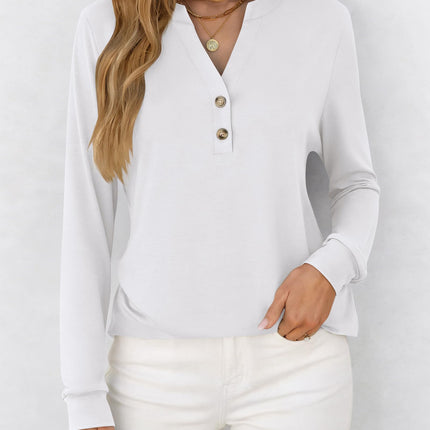 Camisas de otoño para mujer, top Henley de manga larga, blusa casual elegante